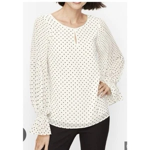Neu mit Etikett Talbots Damenpullover Bluse schwarz elfenbeinfarben klassisch gefüttert gepunktet Größe 2X - Bild 1 von 8