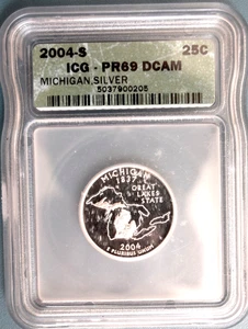 2004-S Silver Proof Michigan Quarter ICG PR-69 DCAM Collectable gift - Picture 1 of 2