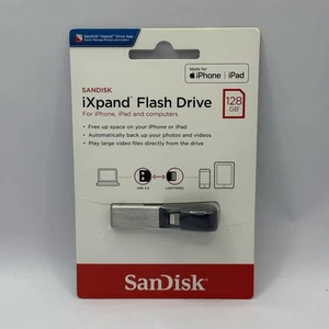 Sandisk iXpand Flash Drive 128GB USB 3.0 for iPhone/iPad SDIX30C New Sealed - Picture 1 of 5