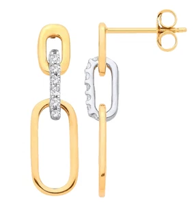 OVALE GLIEDER-OHRHÄNGER 9 KARAT GEPUNZT GELBGOLD 0,16 KT NATÜRLICHER DIAMANT - Bild 1 von 5