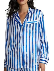 Polo Ralph Lauren Sonma Button-Front Pajama Top Women's 2XL Blue White Striped - Picture 1 of 13