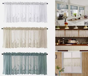 Kitchen Cafe Curtain Lace Net Valance Window Sheer Voile Short Panel Home Decor - Picture 1 of 22