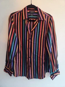 100% SEIDE GESTREIFTE VINTAGE BLUSE Gr. M - Bild 1 von 3