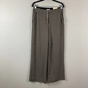 Max Studio Hose weites Bein Schlupfhose Gr. Large schwarz creme Taschen Stretch - Bild 1 von 12