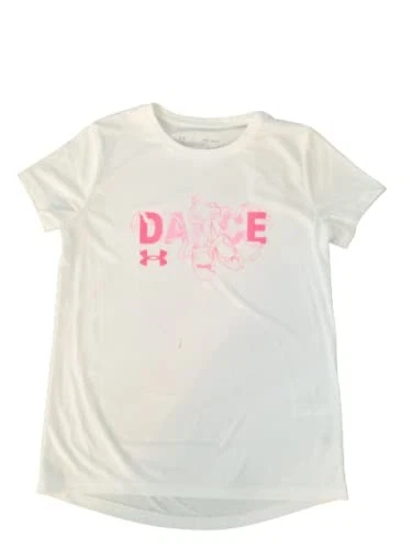 Under Armour Girls' Graphic Dance Shirt White/Pink Medium 1357394-100 - Image 1 of 1