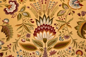 Fabric Remnant: Jay Yang Design a Tropical Floral Lg.Scale in Reds,Greens & Tans - Picture 1 of 4