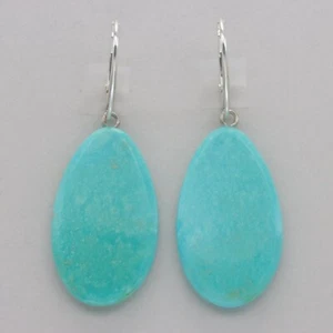 Pendientes Ovalados Natural Verde TURQUESA Palanca Plata de Ley 925 México #38e - Imagen 1 de 8