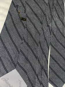 BRIONI Krawatte 56 x 3,75 GRAU schwarz Streifen HANDGEMACHT Seide Italy Made Büro - Bild 1 von 15