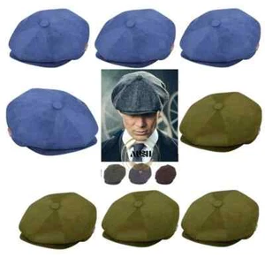 Mens 8 Panel Baker Boy Hat Newsboy Lined Suede Mix Wool Peaky Blinders Cap - Picture 1 of 3
