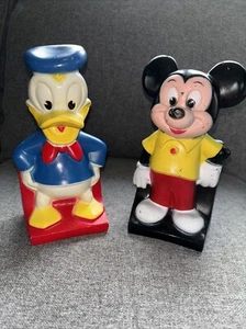 Vtg! Mickey Mouse Donald Duck Bank Walt Disney Play Pal Plastics Inc NICE! - Picture 1 of 15