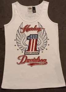Med Harley Davidson Damen-Tanktop mit Schmucksteinen geflügelte Grafik 2011 - Bild 1 von 9