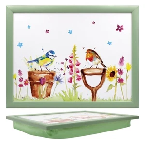 Gepolstertes Schoßtablett - Gartenvögel (blauer Tit und Robin) Design - Bild 1 von 1