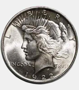 Moneda de 1 dólar de plata Philadelphia Peace de 1922 US 1 $, BU - Imagen 1 de 3
