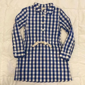 Crewcuts Blue Gingham Tie Cotton Dress Size 4/5 - Picture 1 of 9
