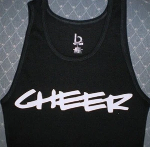 Cheerleader tank shirt on black cotton knit Adult Medium & Large-CLEARANCE SALE - Picture 1 of 1