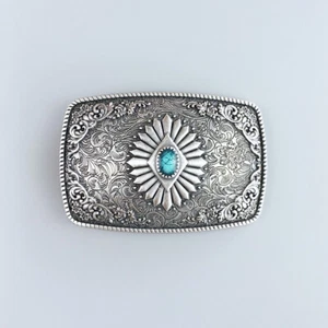 Hebilla de cinturón rectangular suroeste esmaltado plateado de colección también stock en EE. UU. - Imagen 1 de 6