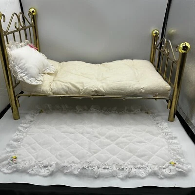 READ TLC Faded Spots Spread Stains American Girl Samantha's Brass Bed & Bedding - Image 1 of 4