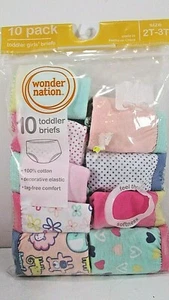 NEW Lot of 9 Toddler Girls size 2T-3T Cotton Briefs By Wonder Nation - Picture 1 of 3