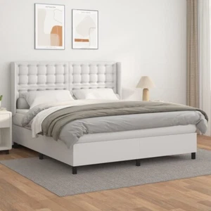 Boxspringbett mit Matratze Weiß 180x200 cm Kunstleder - Bild 1 von 7