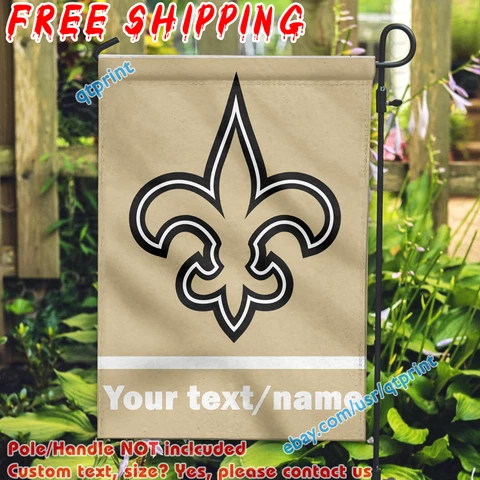 Custom Name Text New Orleans Saints Garden Flag Double Sided 12x 18" Fans Gift Cover