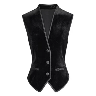 Nuevo Chaleco de terciopelo para mujer Chaleco sin mangas Cuello en V Delgado Vintage Prendas para el torso Prendas exteriores Foto 1 de 3
