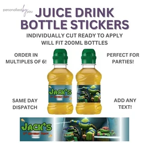 Personalised Teenage Mutant TMNT Fruit Shoot Juice Bottle Stickers Labels Party - Picture 1 of 1