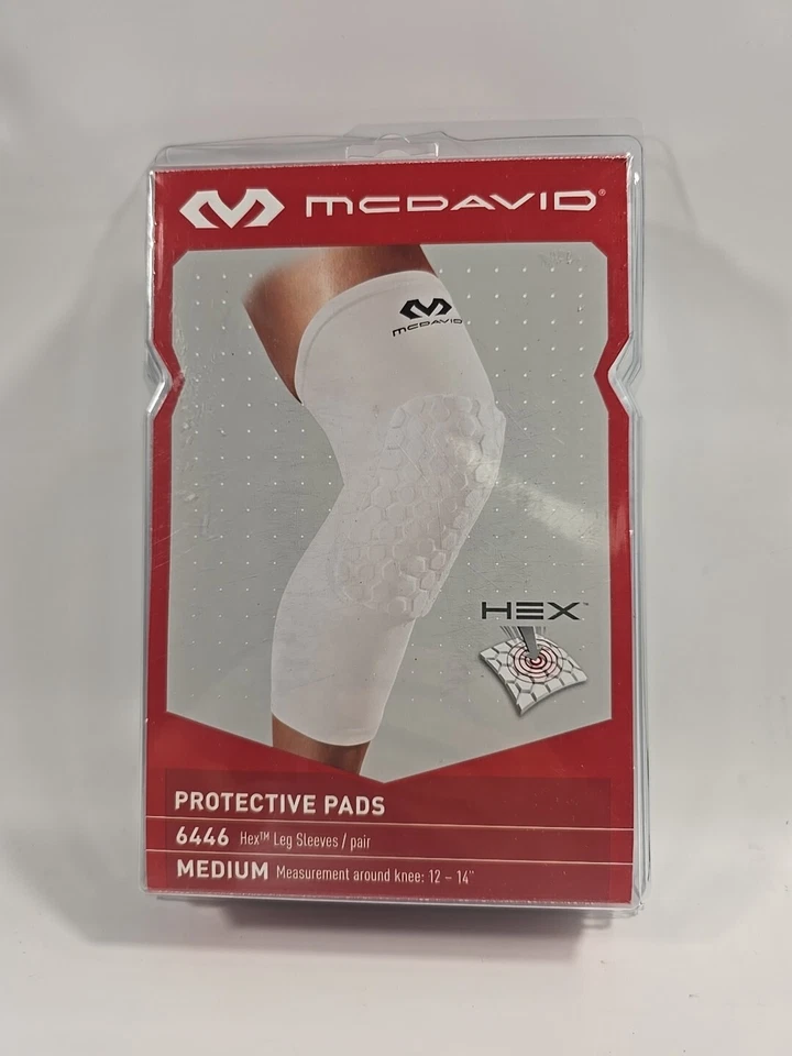 Genuine McDavid Hex Protective Pads Medium White Knee Sleeves 6446 Md6446