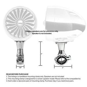 2PCS of 7/8" to 1" Speaker Handlebar Mounting Clamp Chrome Swivel-able - Bild 1 von 2