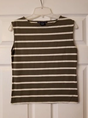 Camiseta deportiva mediana Ralph Lauren verde con rayas blancas sin mangas Foto 1 de 2