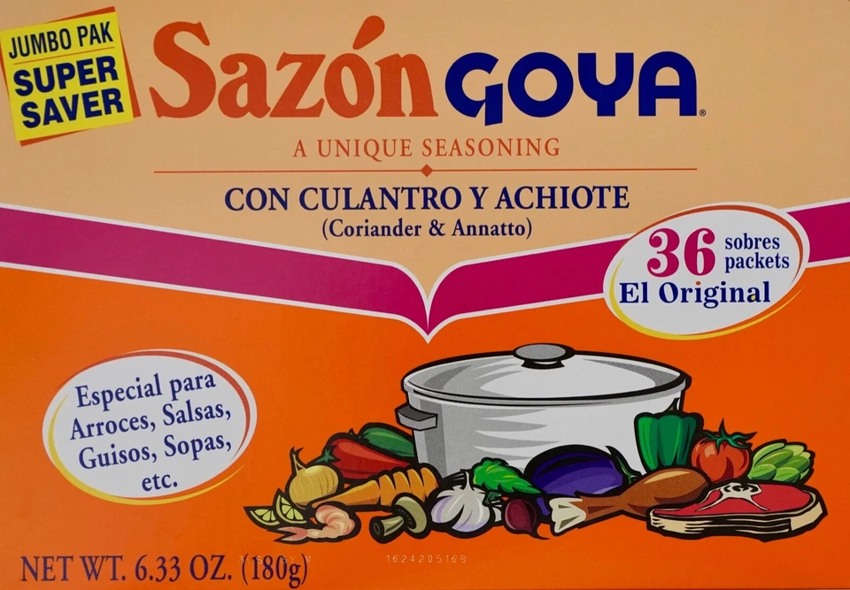 Sazon Goya Coriander Annatto Culantro Y Achiote Junbo Pak 36 Packets