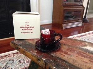 Avon 1876 Cape Cod Ruby Red Cup/Saucer Set - Original Box Mint - Picture 1 of 2