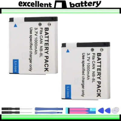 2x Batería NB-8L NB8L para Canon PowerShot A3300 A3200 A3100 A3000 A2200 A1200 IS Foto 1 de 4