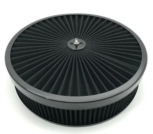Juego de purificador de aire 14x3 lavable Chevy Ford Mopar Holley Edelbrock DEA negro - Imagen 1 de 2