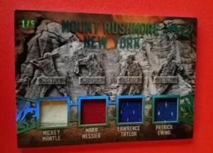 MICKEY MANTLE Patrick Ewing Mark Messier LAWRENCE TAYLOR JERSEY CARD #d1/5 FOGLIA - Foto 1 di 2