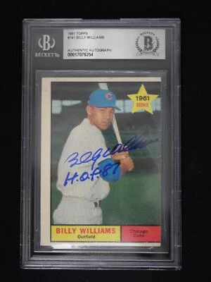 1961 Topps #141 Billy Williams BAS auténtico con inscripción automática "HOF 87 Foto 1 de 2