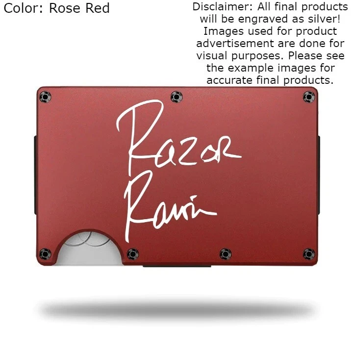 Custom "RAZOR RAMON" Laser Engraved Wallet - Slim Metal Wallet - Image 1 of 4