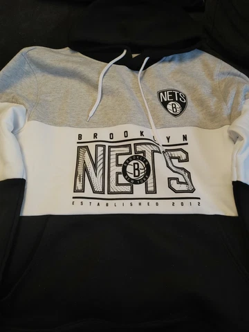 Brooklyn Nets NBA Apparel Medium Hoodie Black Gray Cover