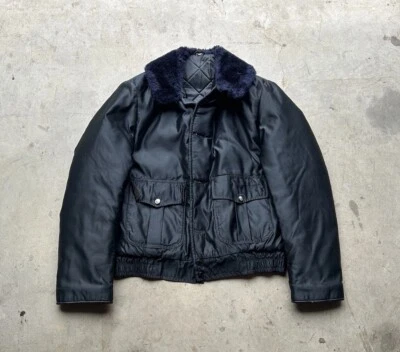 Vintage 70s Gerber Car-Duty Jacket US Navy Style Union Made Fur Collar Ideal Zip - Image 1 of 4