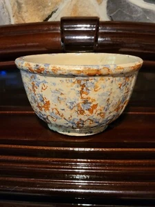 Antique Red Wing Spongeware Mixing Bowl 8” Crock Orange Blue Paneled Stoneware - Picture 1 of 8