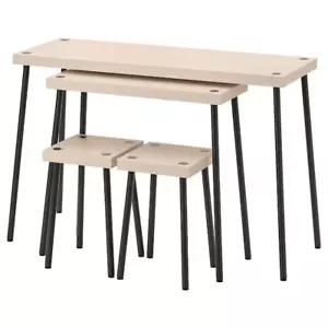Ikea FRIDNÄS Nesting tables with stools set of 4, black/birch effect BRAND NEW - Picture 1 of 5
