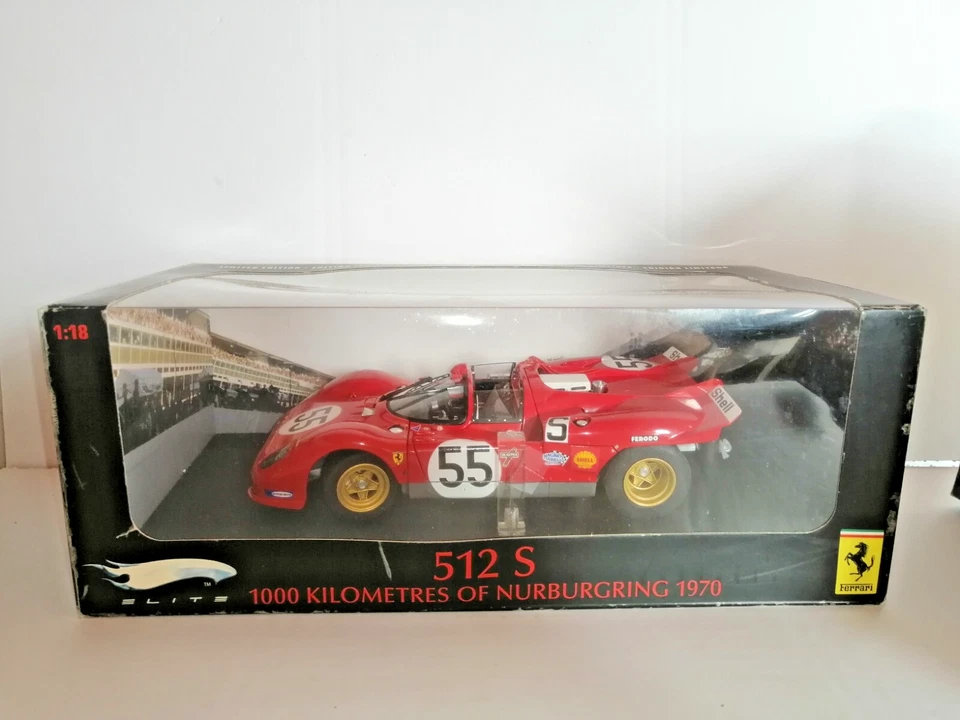 FERRARI 512 S 1000KM NURBURGRING 1970 HOTWHEELS ELITE SCALA 1/18 - Immagine 1 di 4