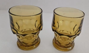 2er Set Vintage Anchor Hocking Georgian Amber Waben Trinkgläser 70er - Bild 1 von 6