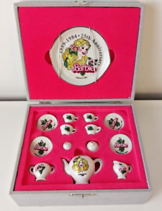 Vintage 25th Anniversary Edition Barbie Miniature Tea Set 1959-1984 14 Pieces
