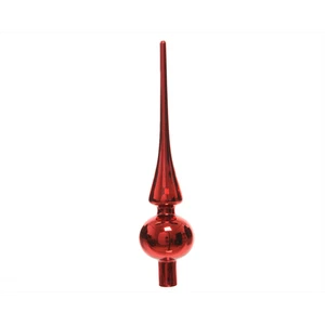 Christbaumspitze 'Weihnachtsrot matt' - hellrot matt, W. 6.0cm H. 26.0cm, Glas - - Bild 1 von 2