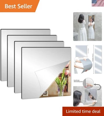 Lightweight 8"x8" Peel and Stick Wall Mirror Tiles, Modern Shatterproof Design - Image 1 of 4
