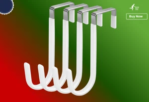 Over Door Haken weiß Gummi Aufhänger 4 Stück für Kleidung Handtücher Taschen - Bild 1 von 6