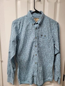 Wrangler Boy's Button-up Shirt, Size XL 14-16 Long-sleeve, Blue Paisley, Cotton - Picture 1 of 9
