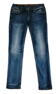 Rock Revival Jeans Damen Gr-31 Flo Easy Skinny Distressed blau Verzierung Klappe - Bild 1 von 9
