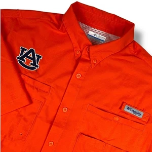 AUBURN TIGERS x COLUMBIA Mens Performance Short Sleeve Shirt Medium Orange Vent - Picture 1 of 17