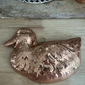 Vintage Copper Tin Lined Gelatin Duck Mold Wall Hanging Kitchen Decor Korea - Picture 1 of 4